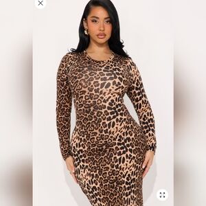 Leopard Print Long Sleeve Dress